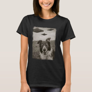 Gräns Collie Hund UFO Alien Extraterrestrial Selfi T Shirt