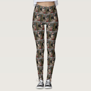 Gräns Collie Hund under julen i Snö Leggings