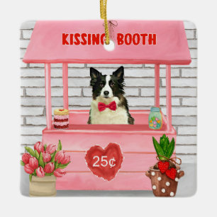 Gräns Collie Hund Valentine Day Kissing Booth Julgransprydnad Keramik