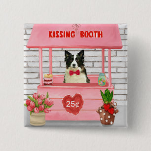 Gräns Collie Hund Valentine Day Kissing Booth Knapp