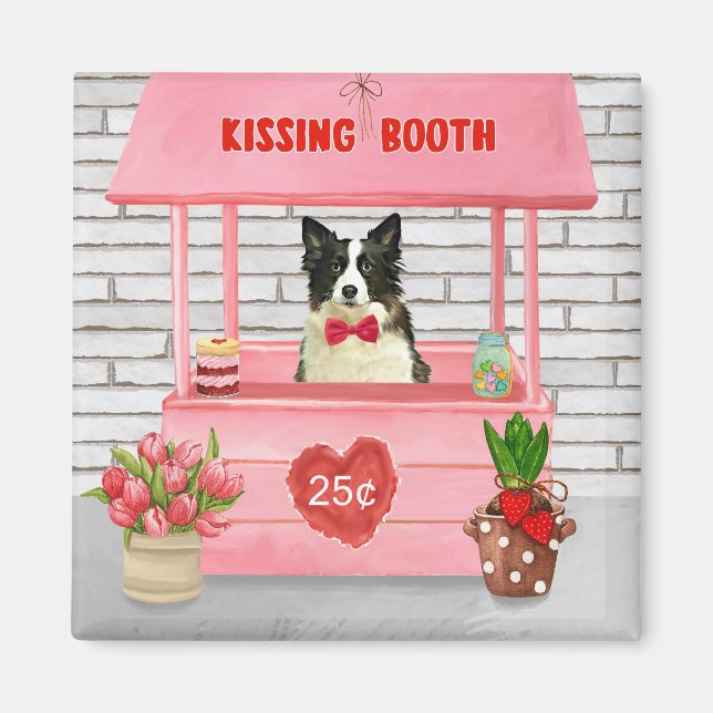 Gräns Collie Hund Valentine Day Kissing Booth Magnet (Framsidan)
