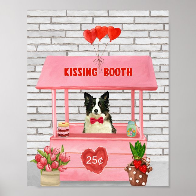 Gräns Collie Hund Valentine Day Kissing Booth Poster (Framsidan)