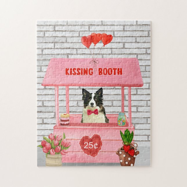 Gräns Collie Hund Valentine Day Kissing Booth Pussel (Vertikal)