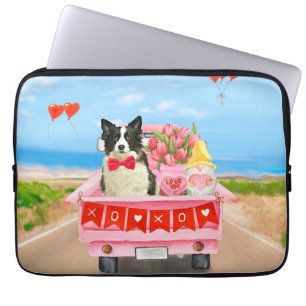 Gräns Collie Hund Valentine Day Lastbil Hearts Laptop Fodral