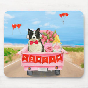 Gräns Collie Hund Valentine Day Lastbil Hearts Musmatta