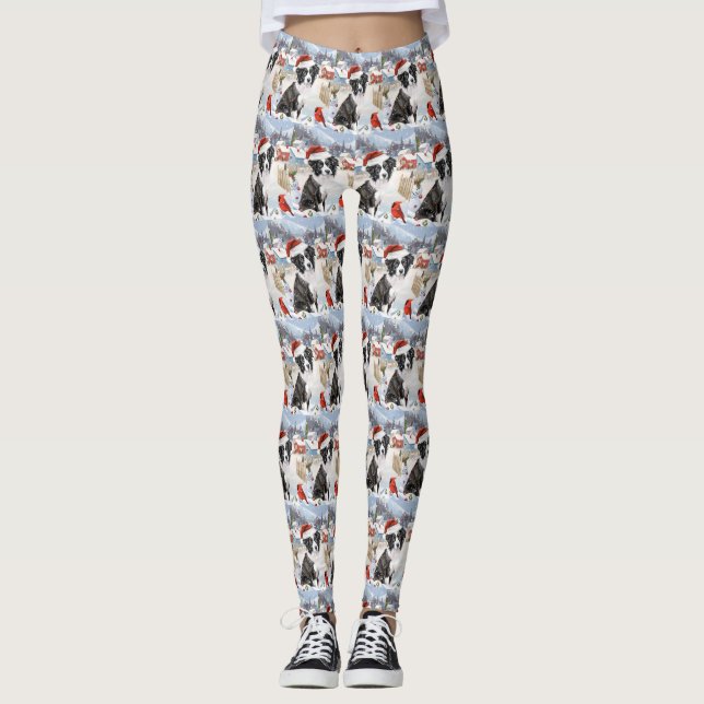 Gräns Collie Hund Winter Wonderland jul Joy Leggings (Framsida)