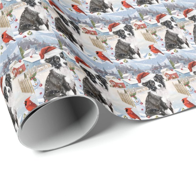 Gräns Collie Hund Winter Wonderland jul Joy Presentpapper (Rullad Hörn)