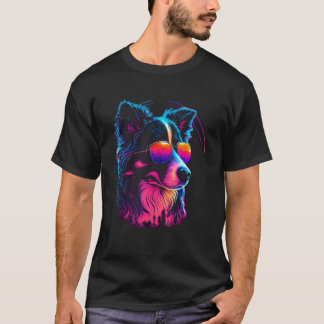 Gräns Collie Hundägare Vaporwave Notorious DJ T Shirt