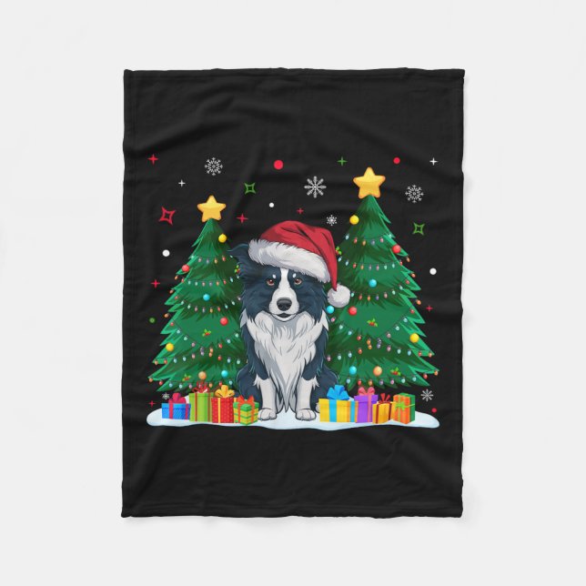 Gräns Collie Hundälskare Santa Hat Ugly jul Fleecefilt (Framsidan)