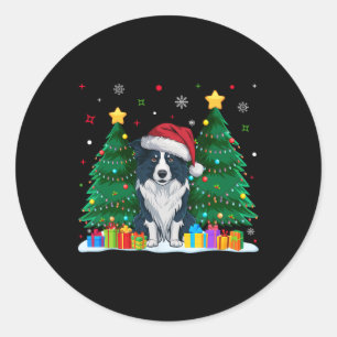 Gräns Collie Hundälskare Santa Hat Ugly jul Runt Klistermärke