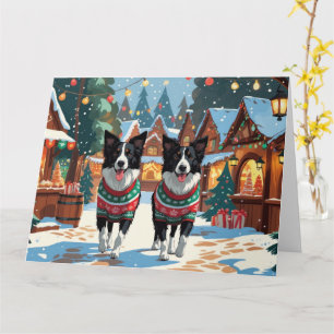 Gräns Collie Hundar jul Snö Helgdag Kort