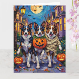 Gräns Collie Hundar Trick-or-Treating in Halloween Kort