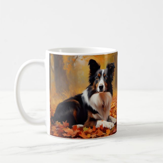 Gräns Collie i Höst löv Fall Inspire Kaffemugg (Vänster)