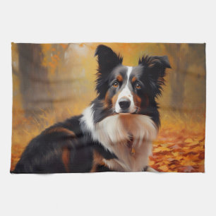 Gräns Collie i Höst löv Fall Inspire Kökshandduk
