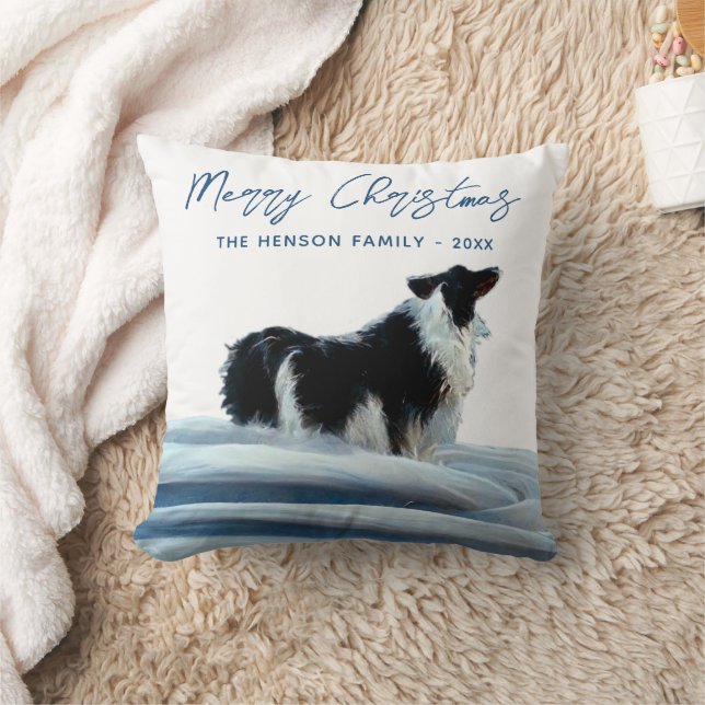Gräns Collie i Winter Snö God jul Kudde (Filt)