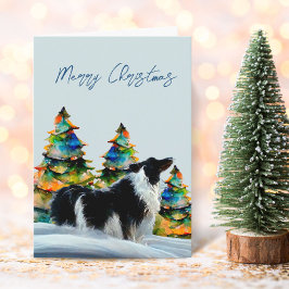 Gräns Collie i Winter Snö Julgran Kort