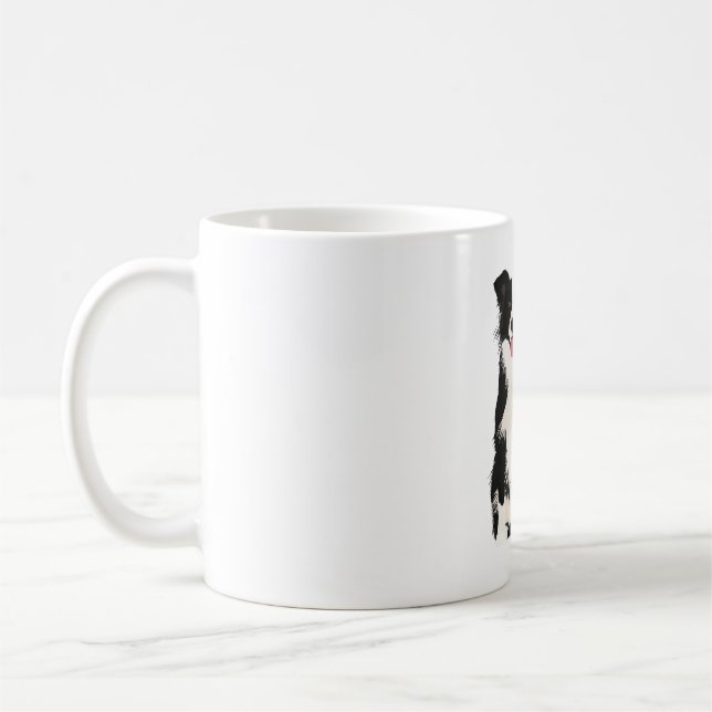 Gräns Collie Illustration! Kaffemugg (Vänster)