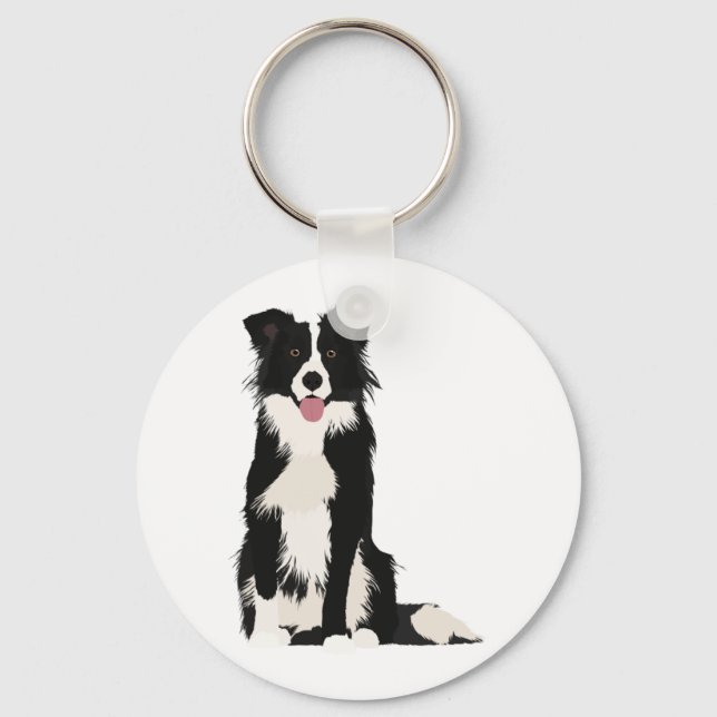 Gräns Collie Illustration! Nyckelring (Framsida)