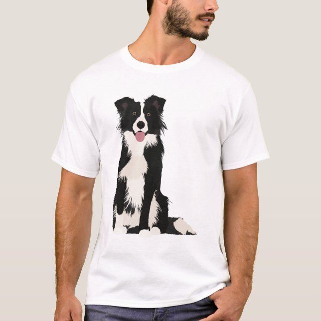 Gräns Collie Illustration! T Shirt (Framsida)