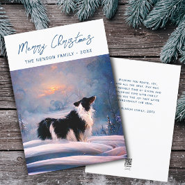 Gräns Collie in Winter Snowy Ligg jul Julkort