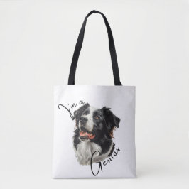 Gräns Collie "Jag är en Genius" Tote Bag Tygkasse
