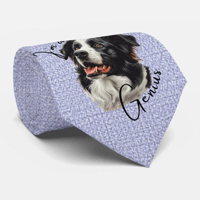 Gräns Collie-"Jag är en Genius", underlig design Slips (Rullad)