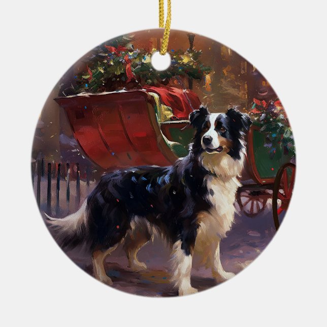 Gräns Collie Jul Festive Season Julgransprydnad Keramik (Framsidan)