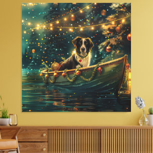 Gräns Collie Jul Festive Voyage Canvastryck