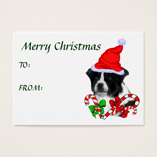 Gräns Collie jul Gift Namn bricka Visitkort (Framsidan)