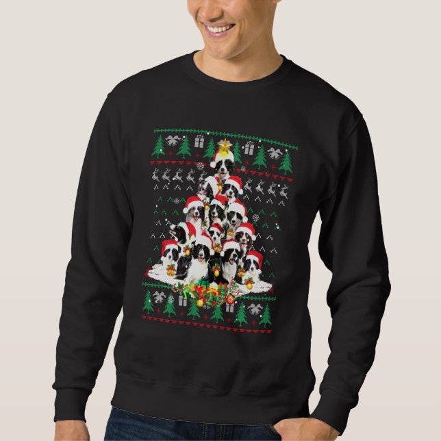 Gräns Collie jul Hund älskare Ugly Sweater Xma Lång Ärmad Tröja (Framsida)