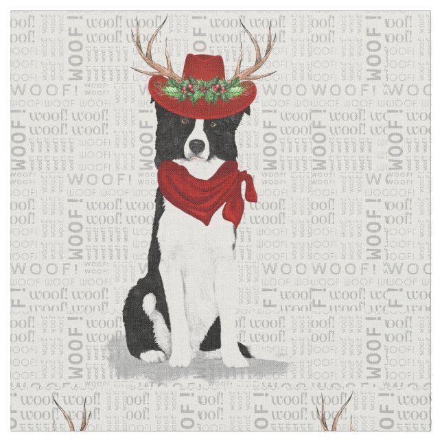 Gräns Collie Jul Hund med Antlers Tyg (Närbild)
