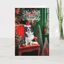 Gräns Collie jul Hund Naughty eller Nice Helgkort
