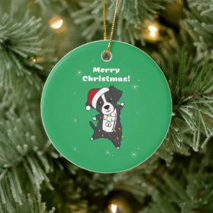 Gräns Collie jul Hund Winter Animals Hundar Ce Julgransprydnad Keramik