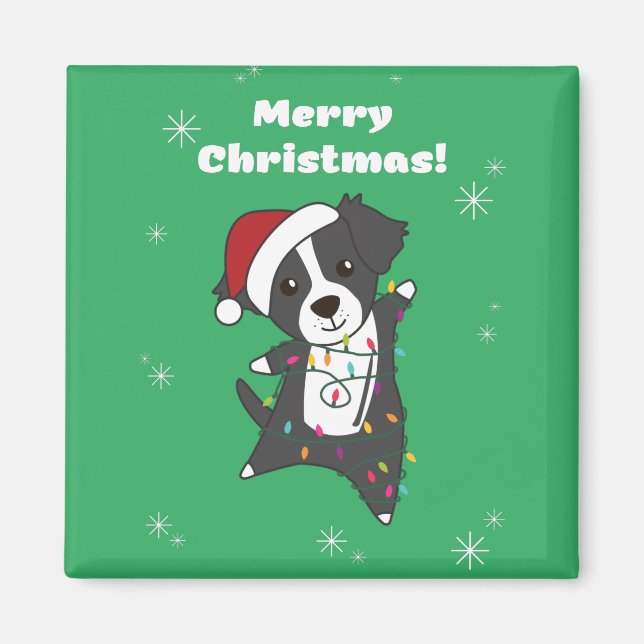 Gräns Collie jul Hund Winter Animals Hundar Morsa Magnet (Framsidan)