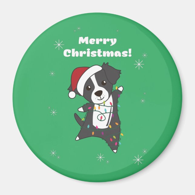 Gräns Collie jul Hund Winter Animals Hundar Morsa Magnet (Framsidan)