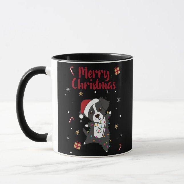 Gräns Collie jul Hund Winter Animals Hundar Mugg (Vänster)