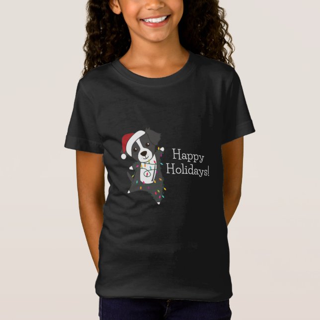 Gräns Collie jul Hund Winter Animals Hundar T Shirt (Framsida)