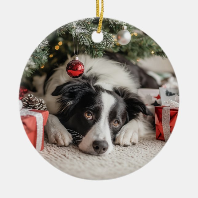 Gräns Collie-jul Julgransprydnad Keramik (Framsidan)