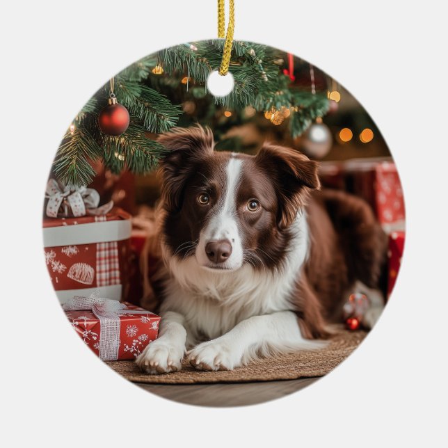 Gräns Collie-jul Julgransprydnad Keramik (Framsidan)