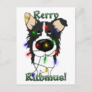 Gräns Collie jul Ljus Helg Vykort
