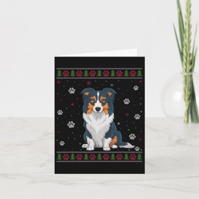 Gräns Collie Jul Sweater Julafton Pet Animal Do Kort (Framsida)