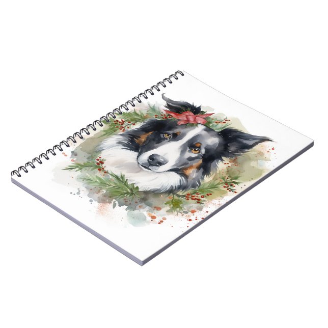 Gräns Collie Juldagen Utandning Festive Valp Anteckningsbok (Vänstra Sidan)