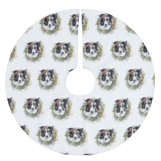 Gräns Collie Juldagen Utandning Festive Valp Julgransmatta Borstad Polyester (Framsidan)