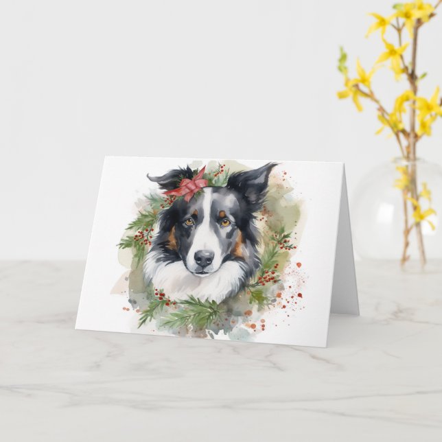 Gräns Collie Juldagen Utandning Festive Valp Kort (Gul blomma)