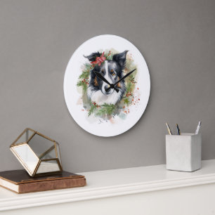 Gräns Collie Juldagen Utandning Festive Valp Stor Klocka