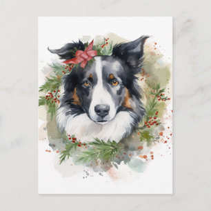 Gräns Collie Juldagen Utandning Festive Valp Vykort
