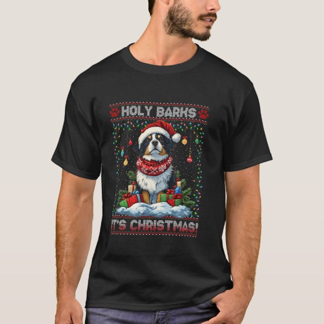 Gräns Collie Julgran Dekoration Hund älskare T Shirt (Framsida)