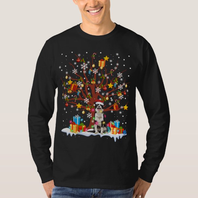 Gräns Collie Julgran Ljus Ornament Decor T Shirt (Framsida)