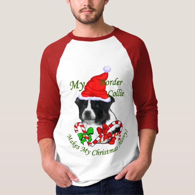 Gräns Collie-julklappar Tee (Framsida)