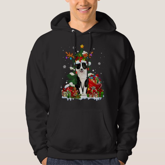 Gräns Collie Julrenren Santa Light Hund P Hoodie (Framsida)